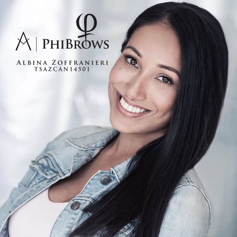 Microblading Pickering Lash Layer Artist Albina with Phi Logo