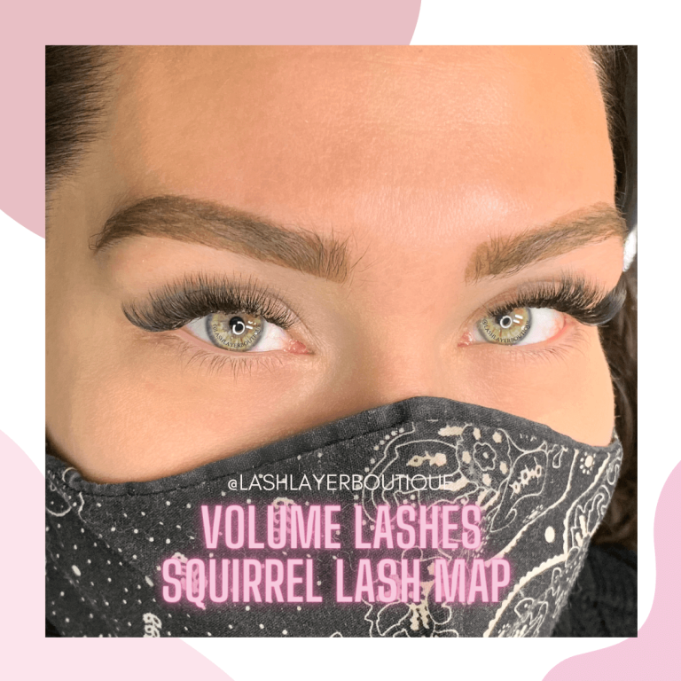 Volume lash extensions on green eyes